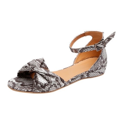 New Leopard Design Women's Flat Wedge - Silver Ash