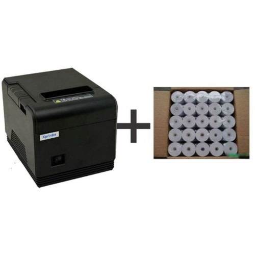 80mm POS Thermal Receipt Printer & Autocutter + 80mm Thermal Receipt Paper - 50 R