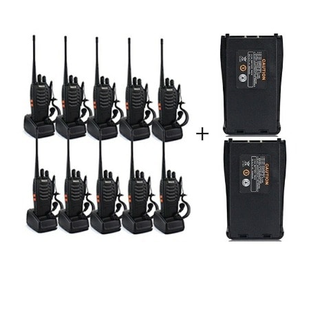 Two-Way Radio Walkie Talkie UHF 16CH with Ear Piece + Extra Battries - 10 Pieces