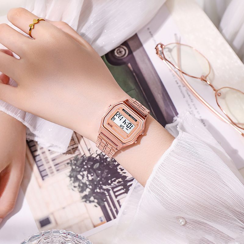 Women's Vintage Digital LED Waterproof Wrist Watch - Rose