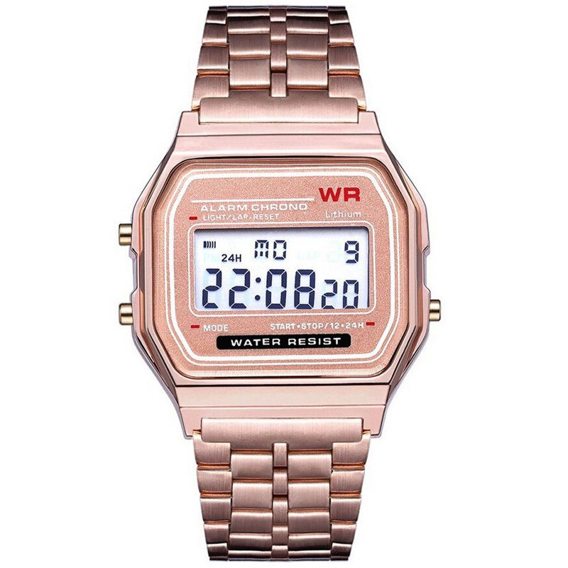 Women's Vintage Digital LED Waterproof Wrist Watch - Rose
