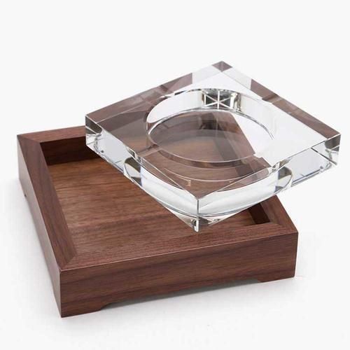 Natural Solid Wood Ashtray Hollow Out Crystal Wooden Desktop Decor For Home Office Cigarette Cigar Table Ash Tray