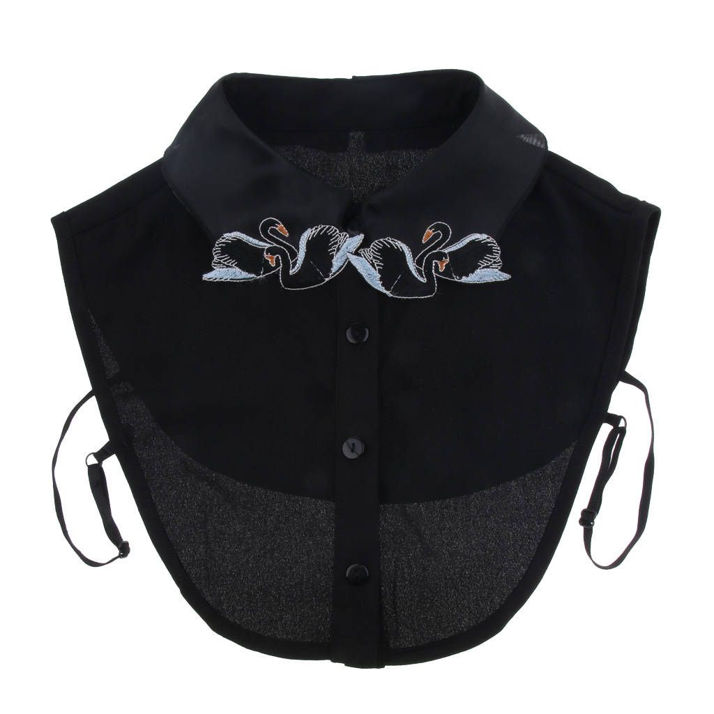 Embroidered Detachable Dickey Collar Blouse Half Shirts False Black