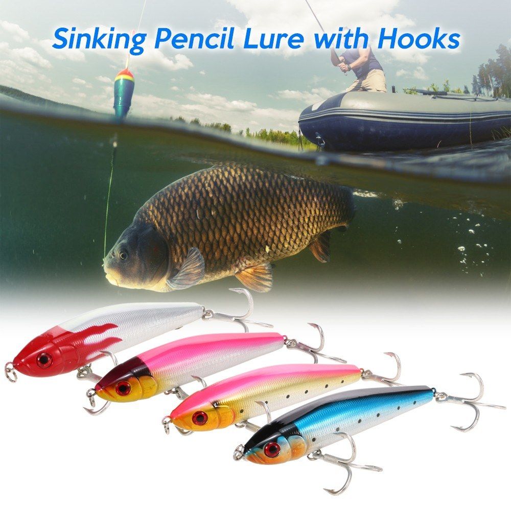 15cm 84g Sinking Pencil Lure Hard Bait Fishing Lure With 2