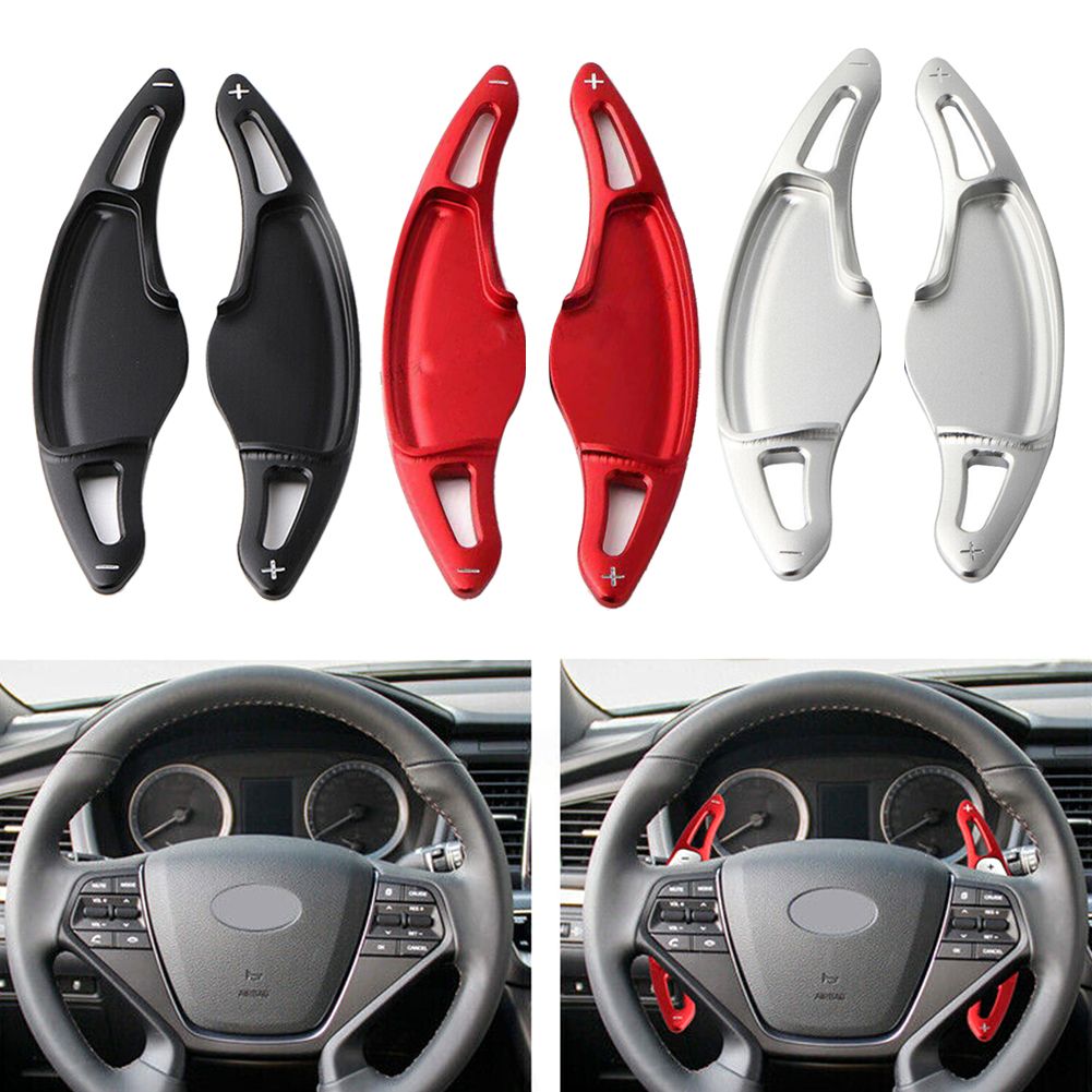 (black)2Pcs For Hyundai Sonata 9 Aluminum Car Steering Wheel Gear Shifters Paddle Shift Extension