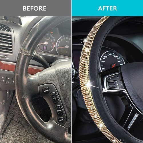 Gold Color Stone Encrusted Car Steering Wheel Cover