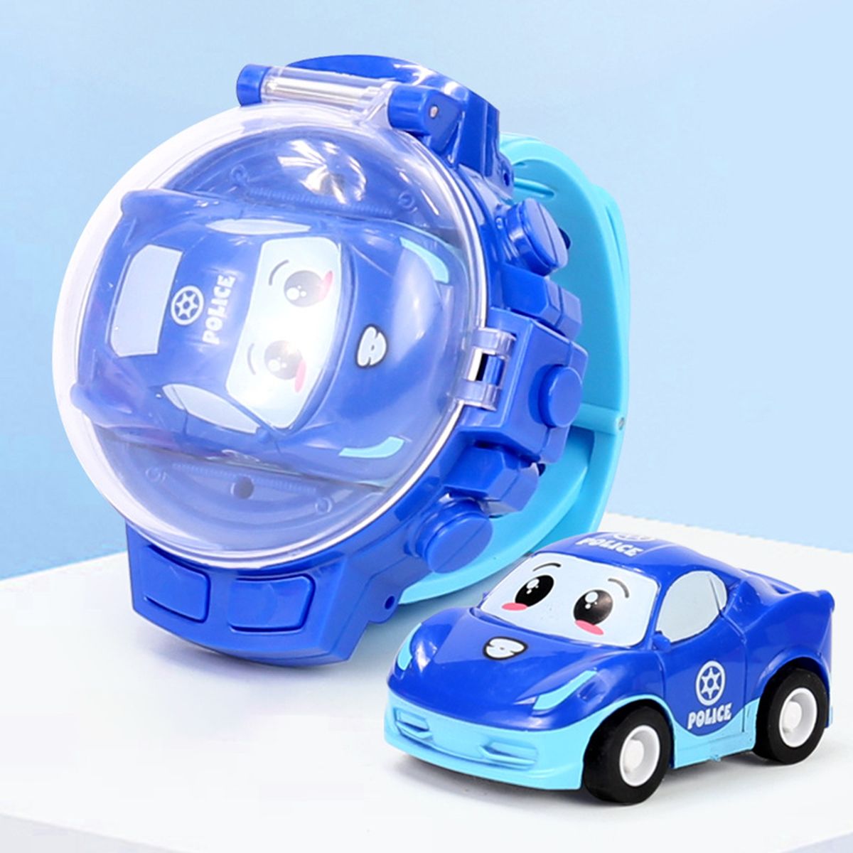 1 Set Mini Car Toy Watch Remote Control Kids Vehicle Toy Blue