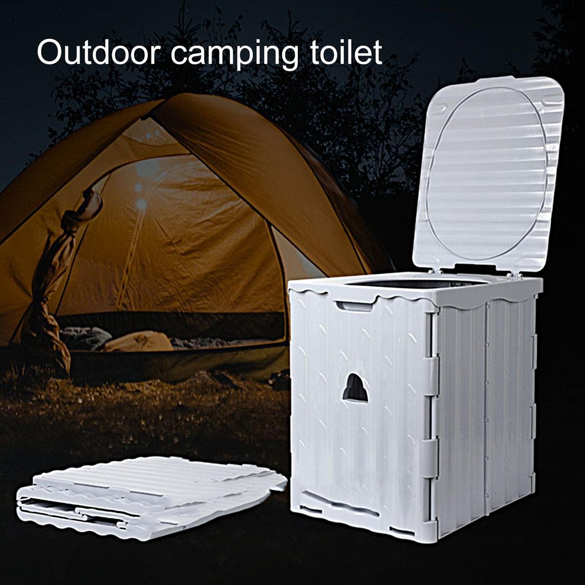1 Set Mobile Toilet Travel Hiking Portable Commode Grey