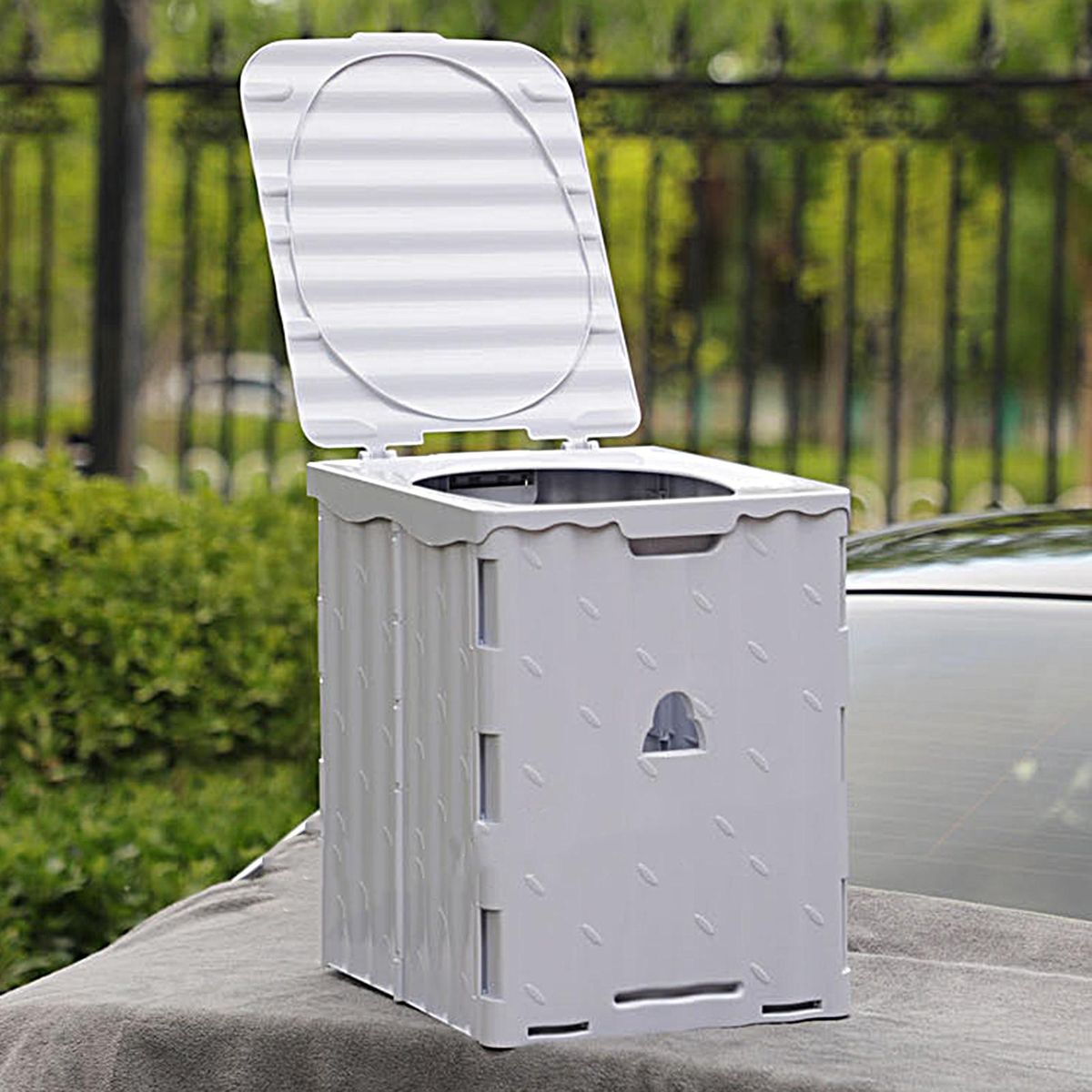 1 Set Mobile Toilet Travel Hiking Portable Commode Grey