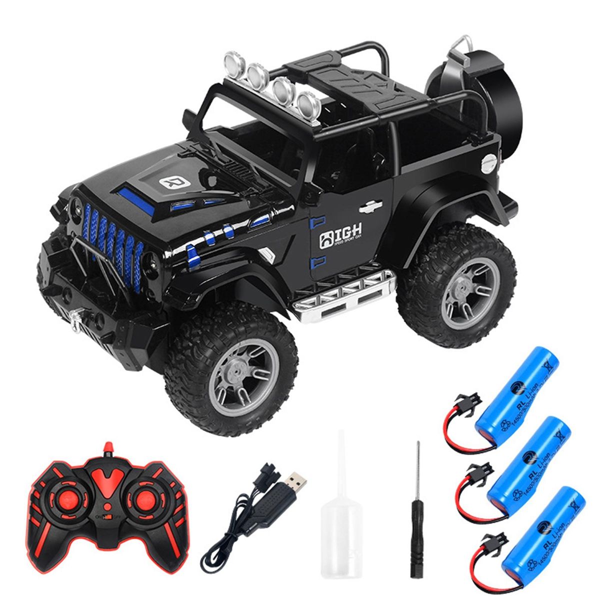 Durable Rc Truck Colorful Light Music Rc Off-road Vehicle for Boys Black