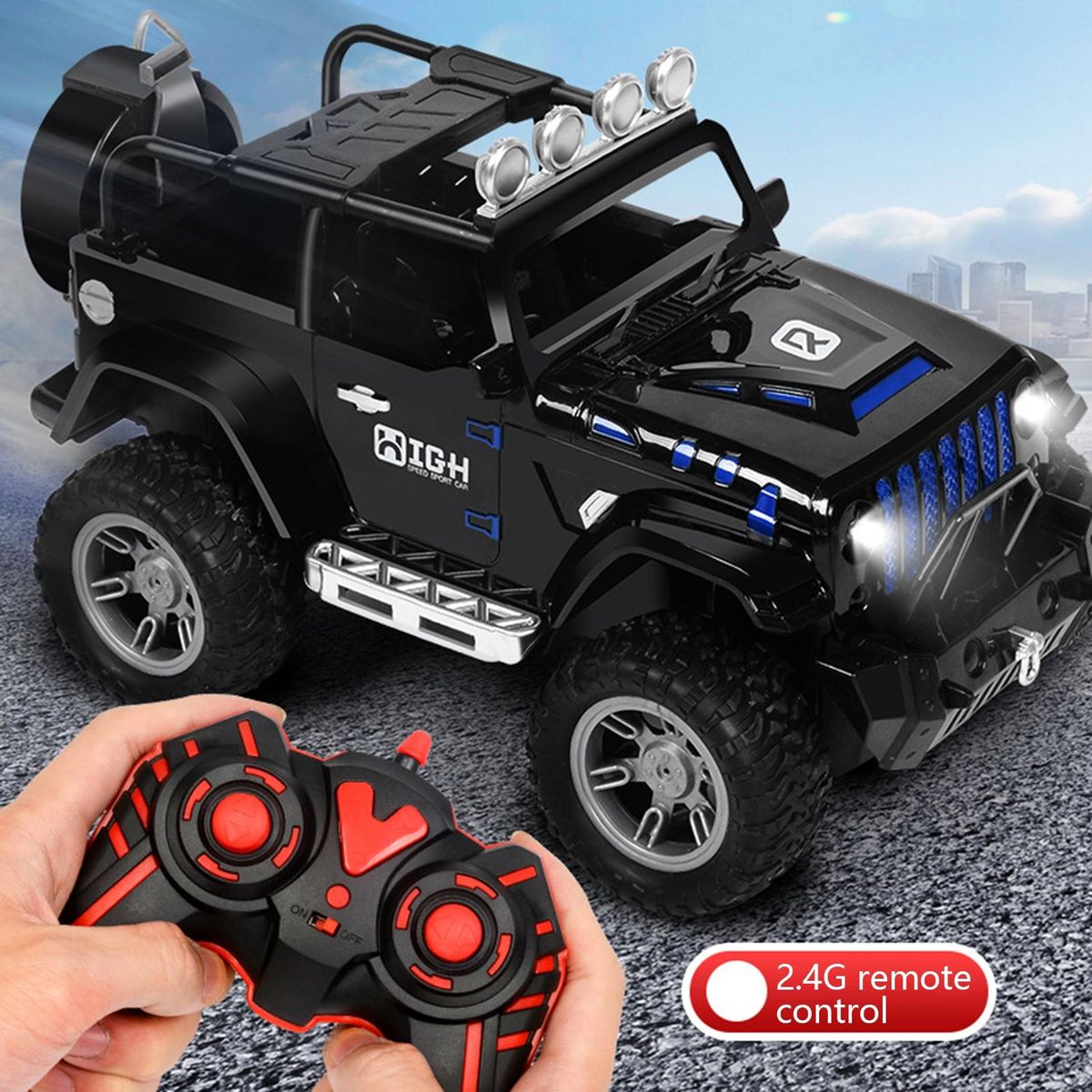 Durable Rc Truck Colorful Light Music Rc Off-road Vehicle for Boys Black