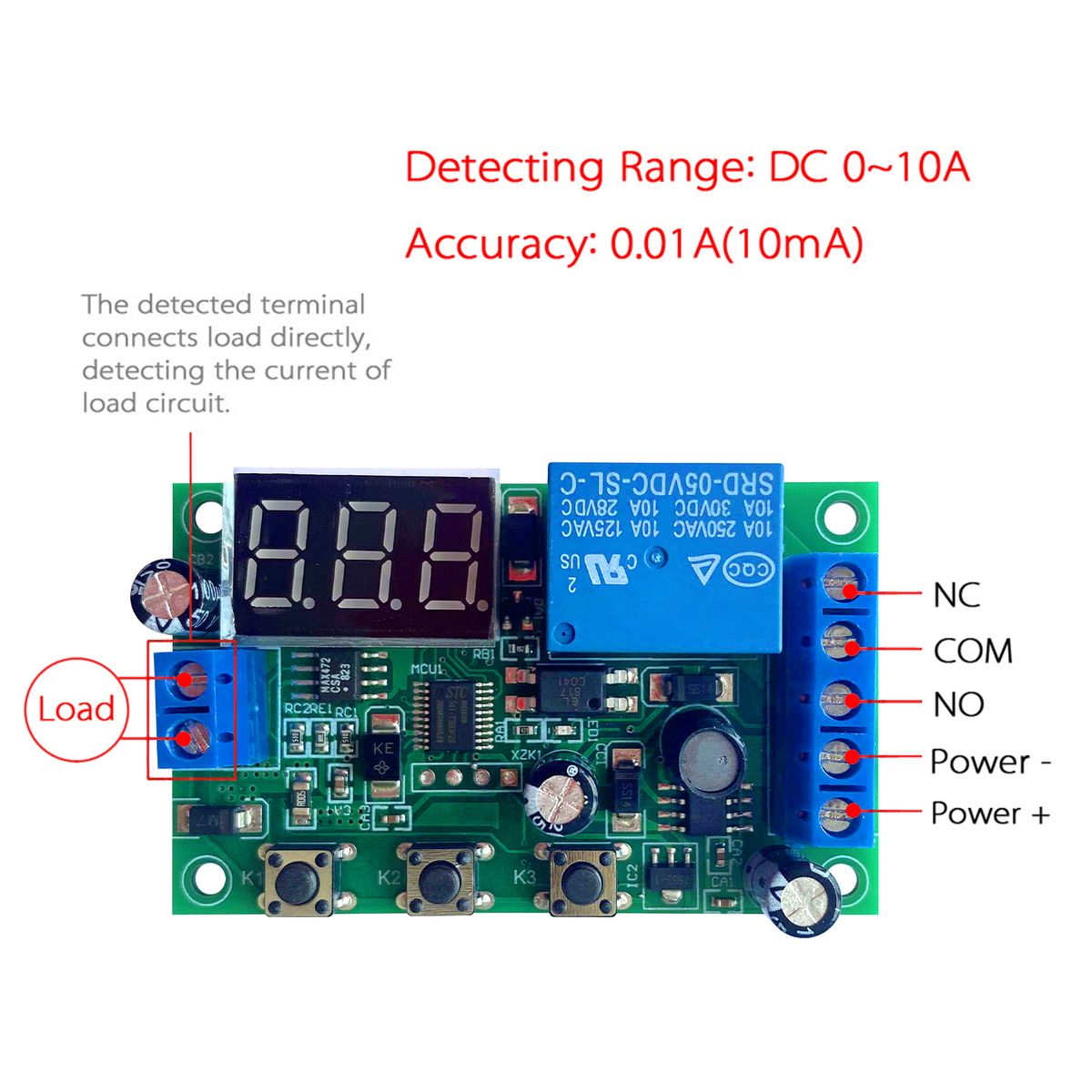 12V 0-10A DC Current Detection Module Current Sensing