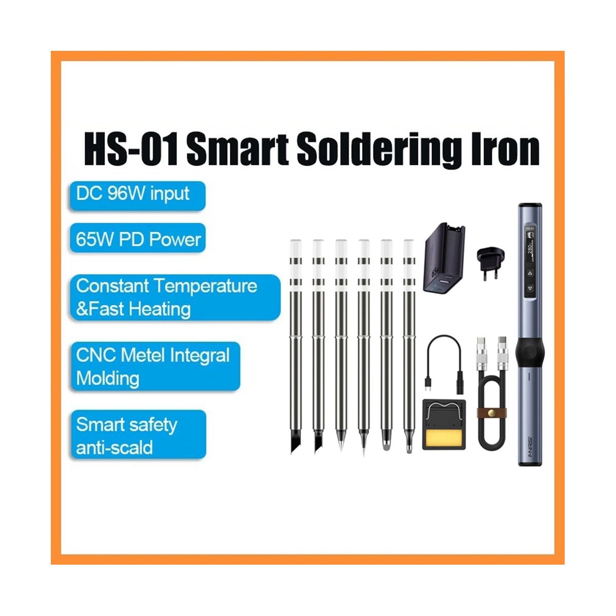 FNIRSI HS-01 Smart Electric Soldering Iron PD 65W
