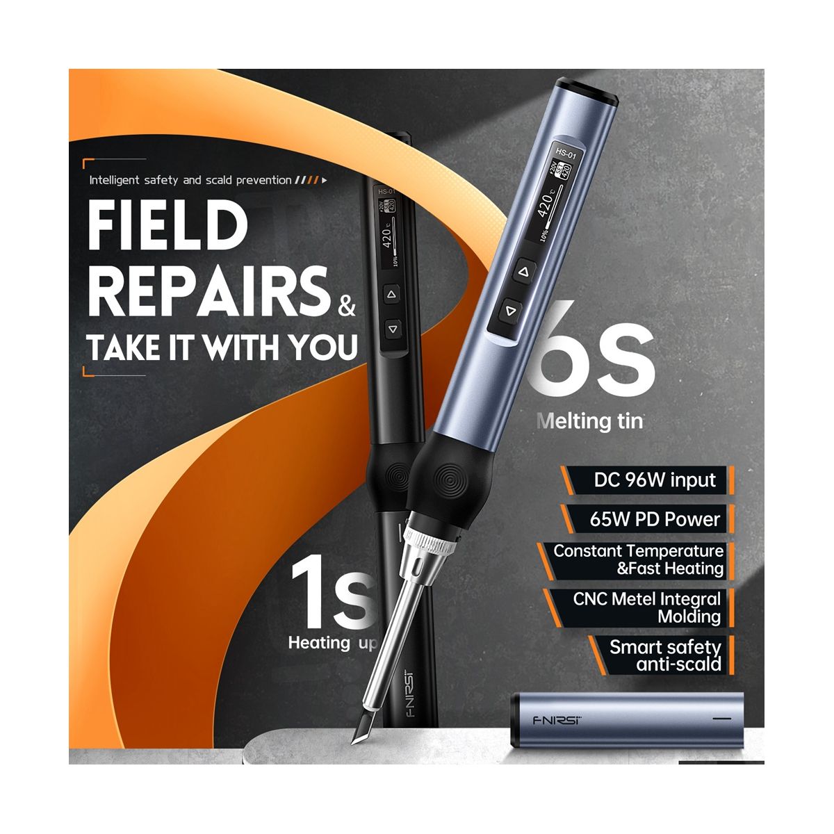 FNIRSI HS-01 Smart Electric Soldering Iron PD 65W