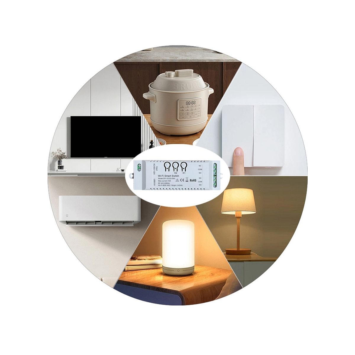 2CH WiFi Smart Switch DIY Timer+Remote 7-32V WiFi+RF433+BT