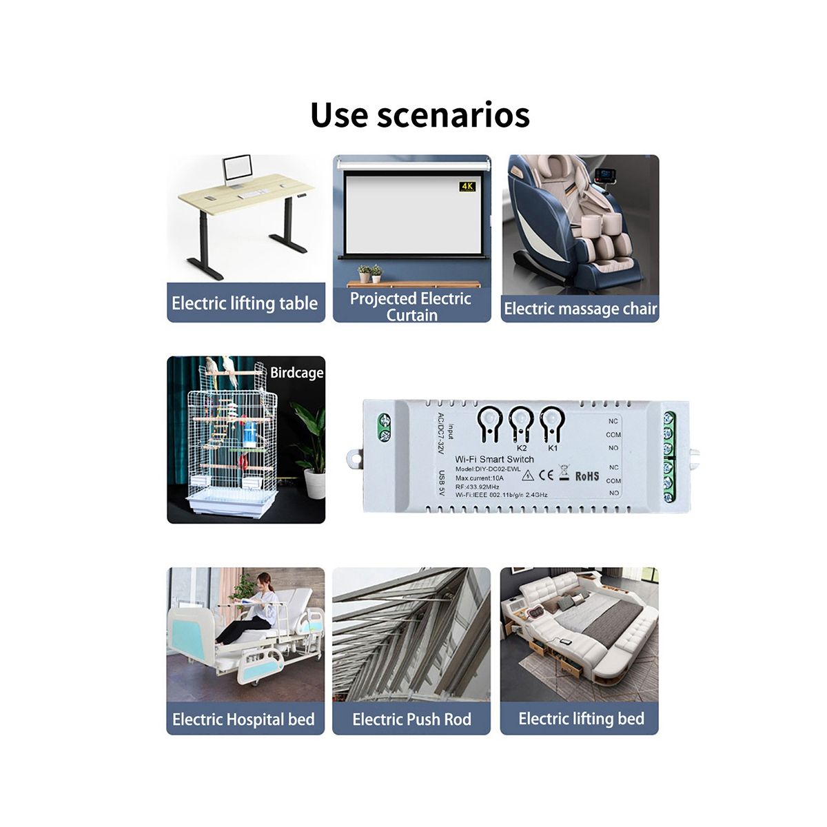 2CH WiFi Smart Switch DIY Timer+Remote 7-32V WiFi+RF433+BT