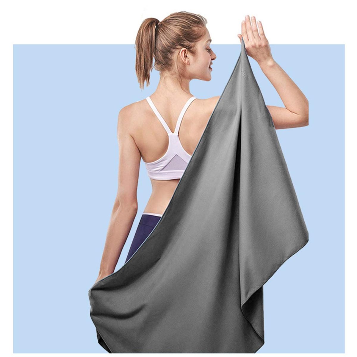 Gym Towel Microfiber Quick-drying Yoga Towel Grey