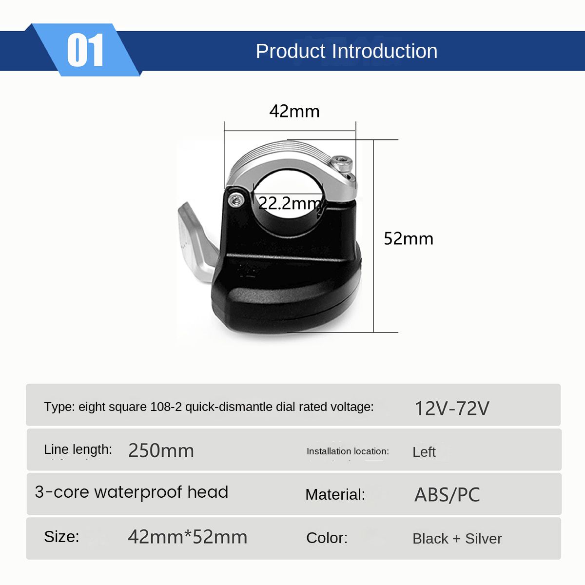 Electric Bicycle Thumb Throttle for Bafang BBS01 02 BBSHD Middle Motor Bicycle Modification Accessories 108-2