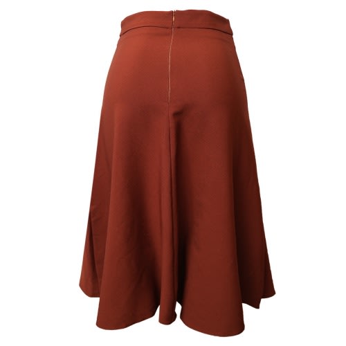 Women's Front Slid Midi Skater Skirt -Brown