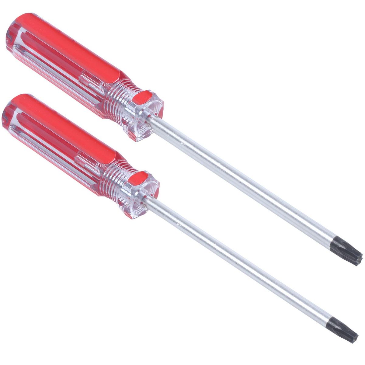 2 Pcs Red Clear Antislip Handle 4mm Magnet Tip T25 Security Torx Screwdrivers