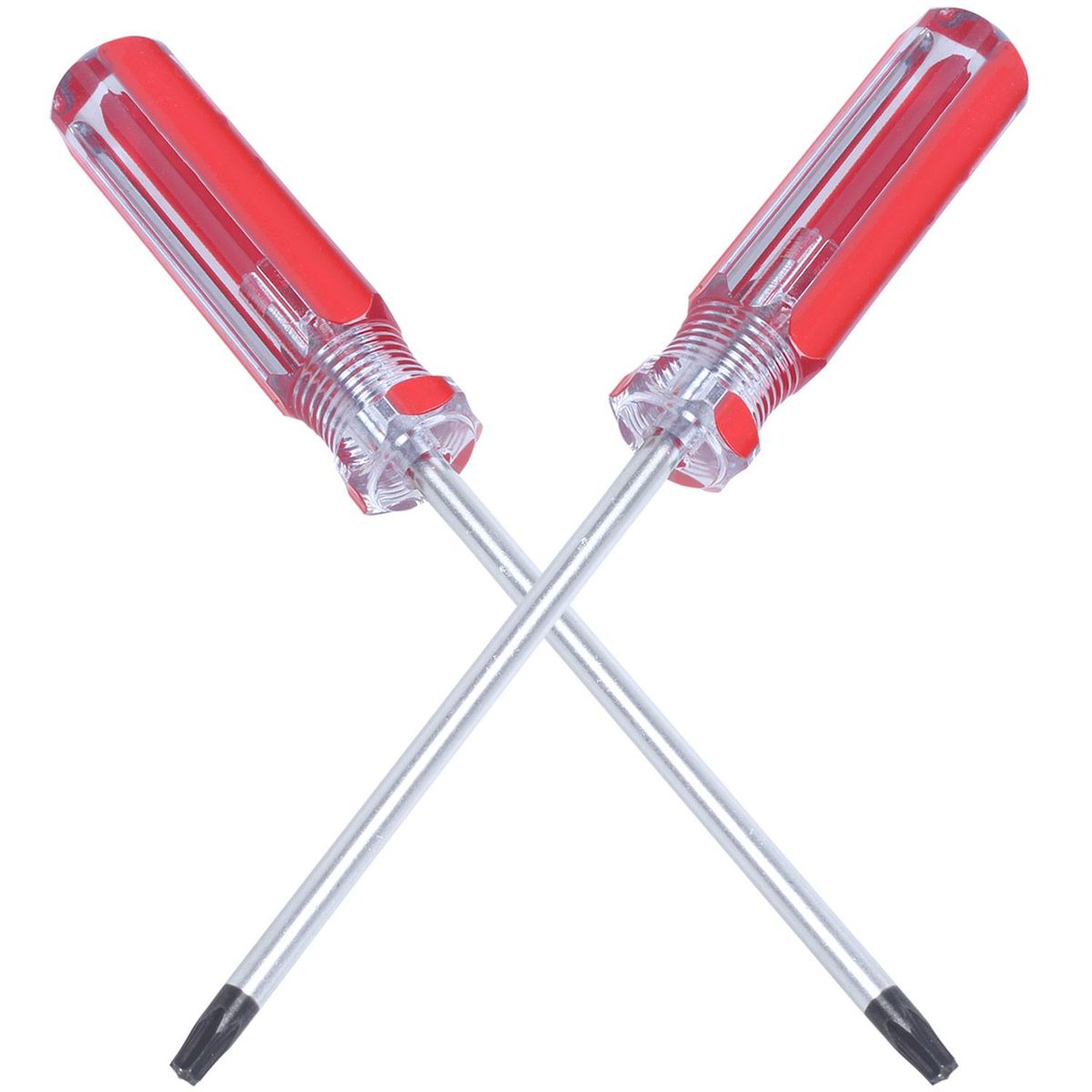 2 Pcs Red Clear Antislip Handle 4mm Magnet Tip T25 Security Torx Screwdrivers