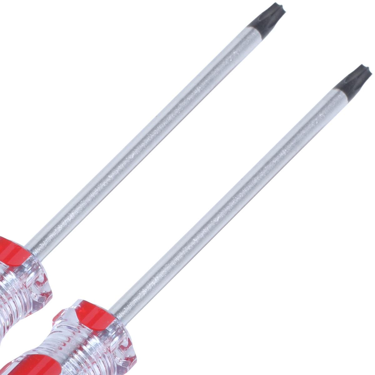 2 Pcs Red Clear Antislip Handle 4mm Magnet Tip T25 Security Torx Screwdrivers