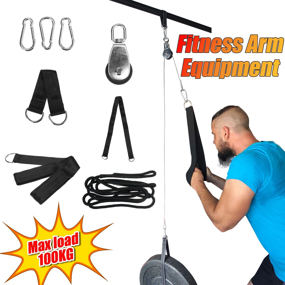 DIY Home Gym Fitness Arm Triceps Trainer Workout Weight Lifting Pull Rope Pulley