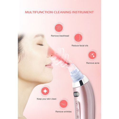 Nose&Face Pore Pimple Blackhead Acne Blemish Remover Cleaner Skin Care+5 Pcs Beauty Head Vacuum Suction Electric Device (Rechargeable)