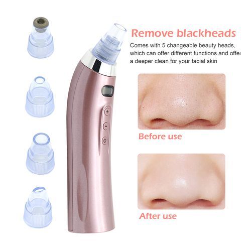 Nose&Face Pore Pimple Blackhead Acne Blemish Remover Cleaner Skin Care+5 Pcs Beauty Head Vacuum Suction Electric Device (Rechargeable)