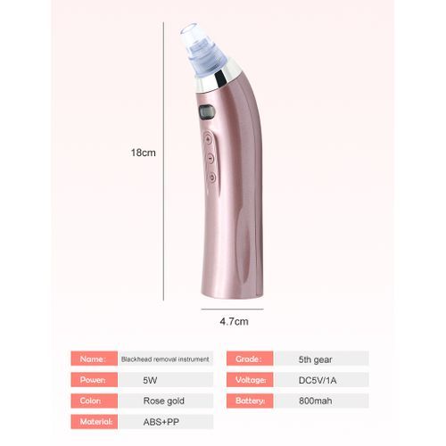 Nose&Face Pore Pimple Blackhead Acne Blemish Remover Cleaner Skin Care+5 Pcs Beauty Head Vacuum Suction Electric Device (Rechargeable)