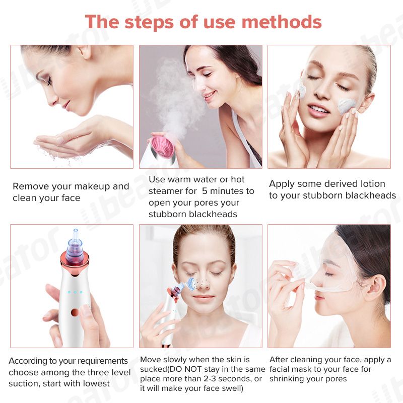 USB Charging Vacuum Suction Blackhead Remover For Nose,Facial Pore Acne Grease Cleaner Skin Care-A5