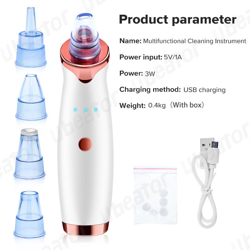USB Charging Vacuum Suction Blackhead Remover For Nose,Facial Pore Acne Grease Cleaner Skin Care-A5