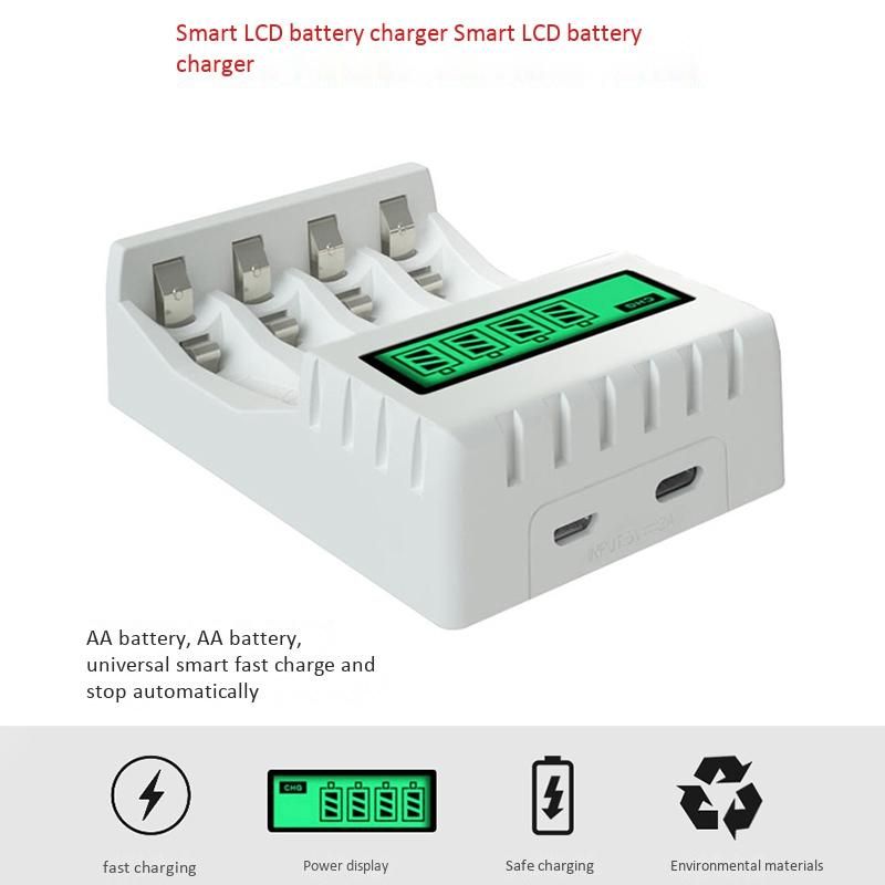 Smart Intelligent LCD Display Battery Charger with 4 Slots for AA/AAA NiCd NiMh Rechargeable Batteries Nimh AA Charger