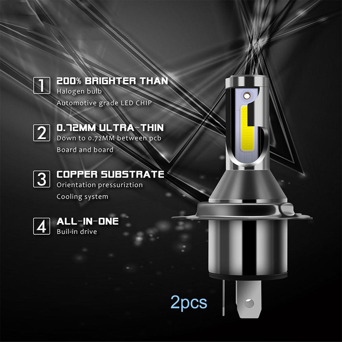 H4 9003  Bulbs 6000K White /26000LM/