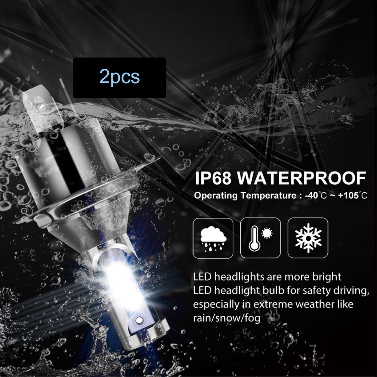 H4 9003  Bulbs 6000K White /26000LM/