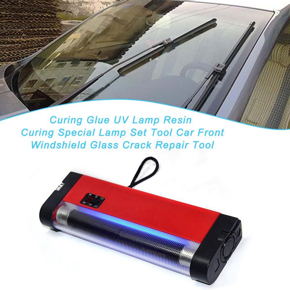 Curing Glue UV Lamp  Resin  Curing Special Lamp Set Tool  Car Front Windshield Glass Crack Repair Tool 1 Piece-red-L