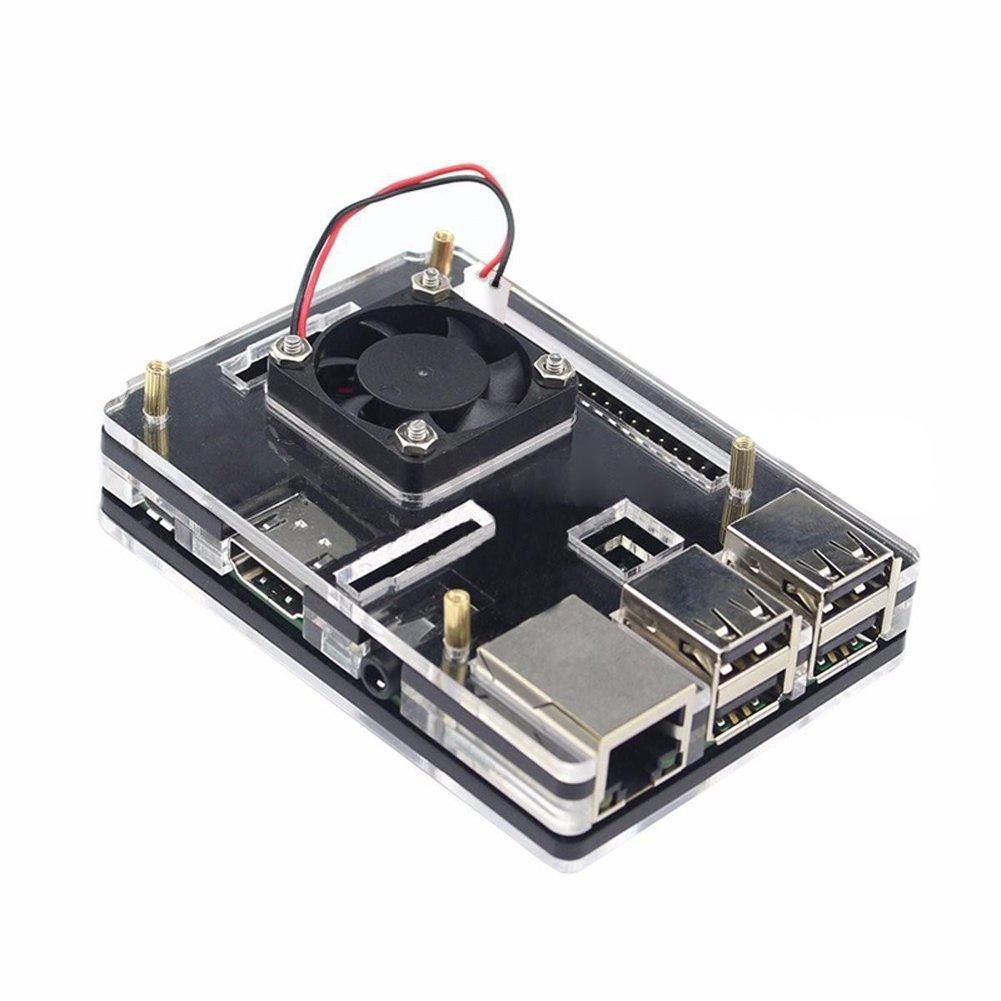 Acrylic Clear Case Enclosure Box + Cooling Fan for