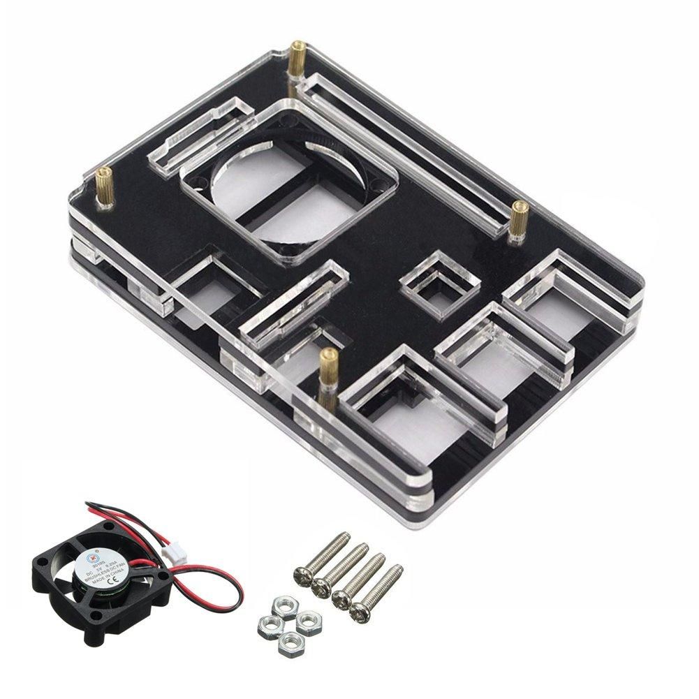 Acrylic Clear Case Enclosure Box + Cooling Fan for