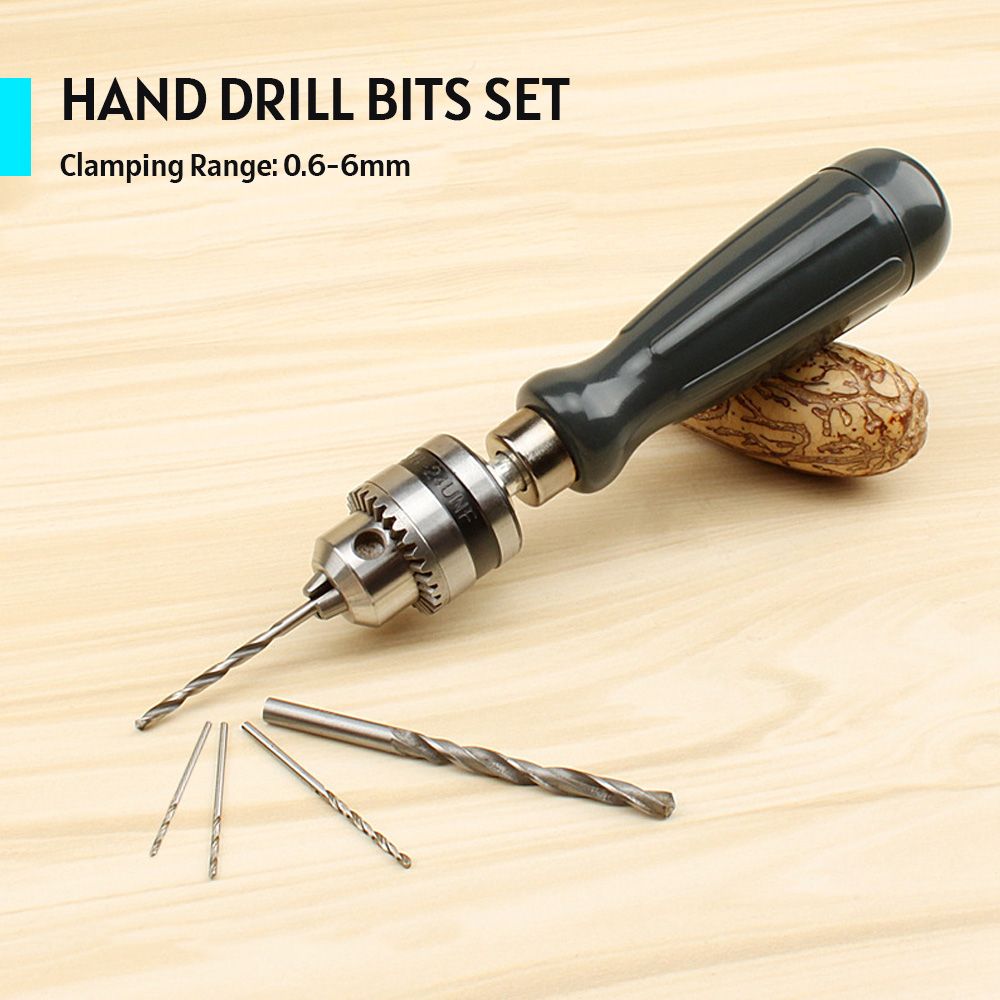 Hand Drill Bits Set 7 In 1 Manual Tool Pin Vises With 5 Pcs