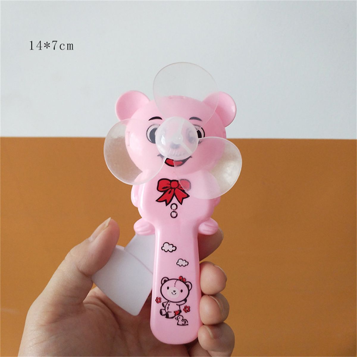Hand Press Fan Plastic Cute Cartoon Bear Safe Mini Manual