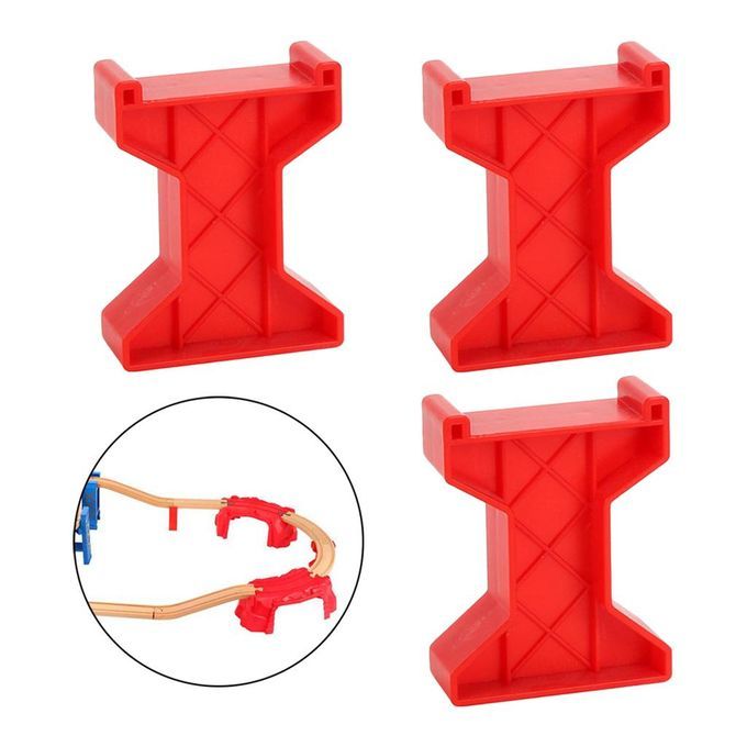 3pcs Train Piers Railway Accessories Compatible All Major Style A Red