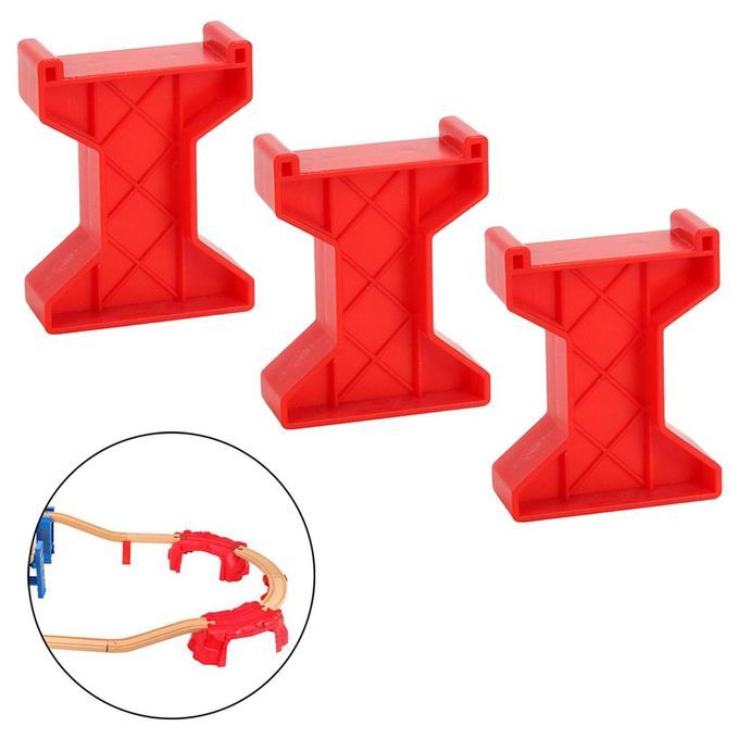 3pcs Train Piers Railway Accessories Compatible All Major Style A Red