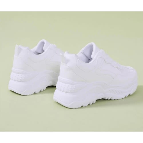 Solid Lace-up Chunky White Sneakers