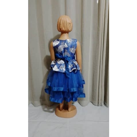 Girl Leaf Design + Double Layered Gown - Royal Blue