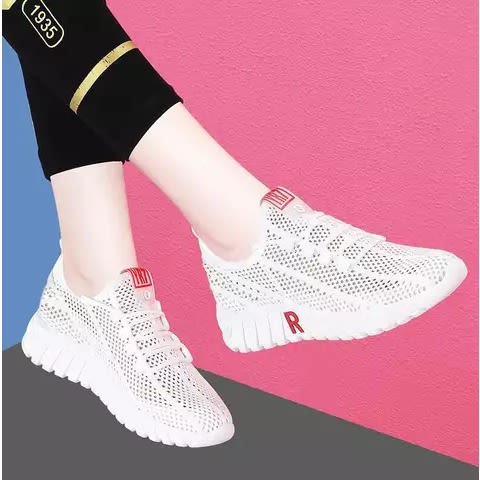 Trendy Fashion Lace-up Sneakers - White
