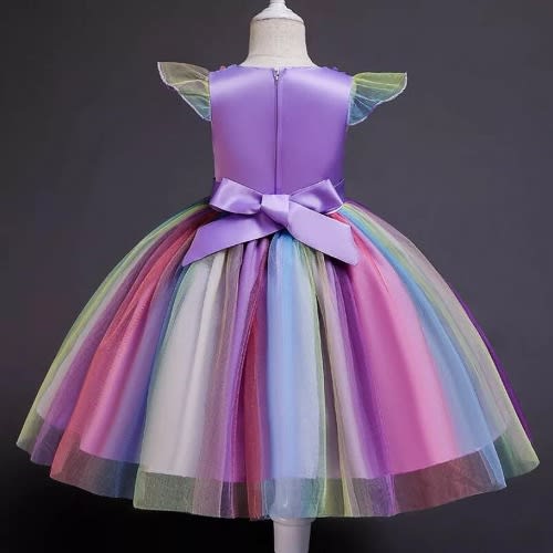 Girl Unicorn Gown - Purple Multicolour