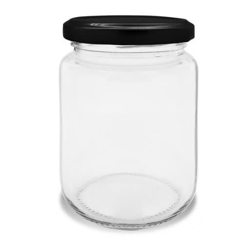 Round Preserving Jar With Black Lid - 500ml
