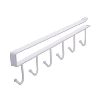 6 Hook Kitchen Mounted Under Cabinet Shelf Rack Hanger