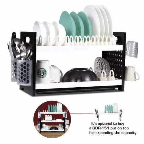 Rustless 2 Tier Plastic Dish Drainer And Plate Rack