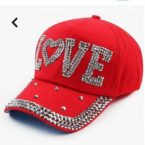 Rhinestone Designers Baseball Caps - Red